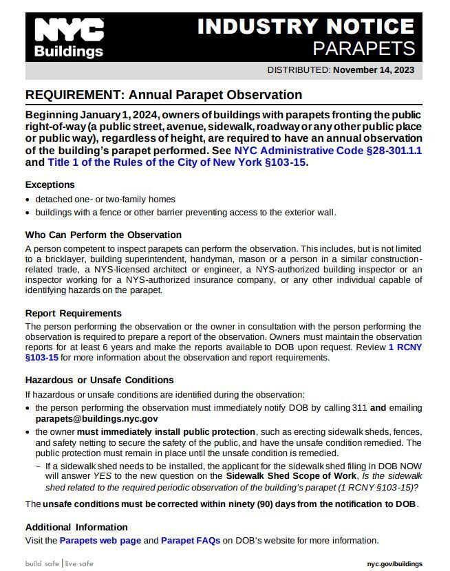 NYC - Building - Parapet Observation (1) | NYC Apartment Inspection